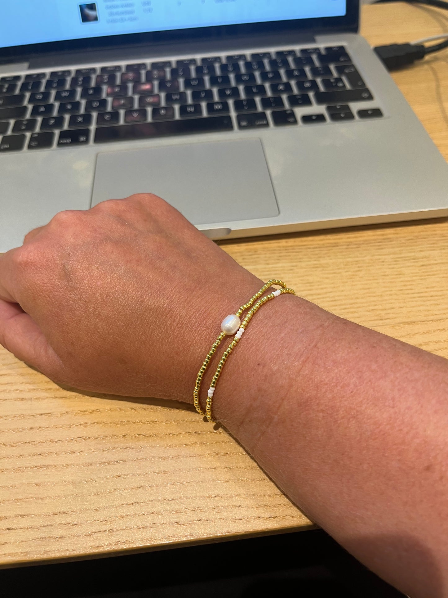 Perle armbåndsæt med ferskvandsperle