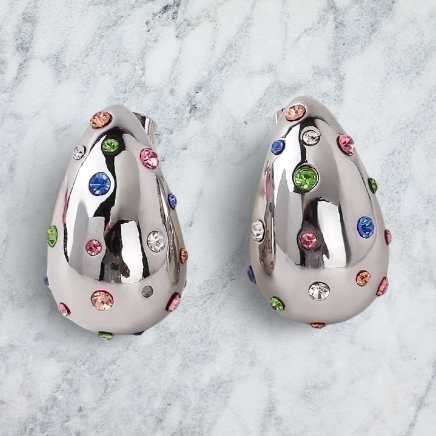 Sølv dråber (farvede sten)