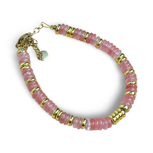 Lyserød perle armbånd