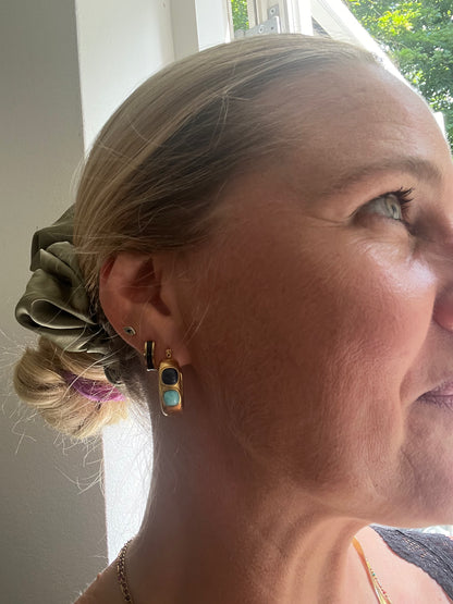 Tyrkis/Blå sten øreringe