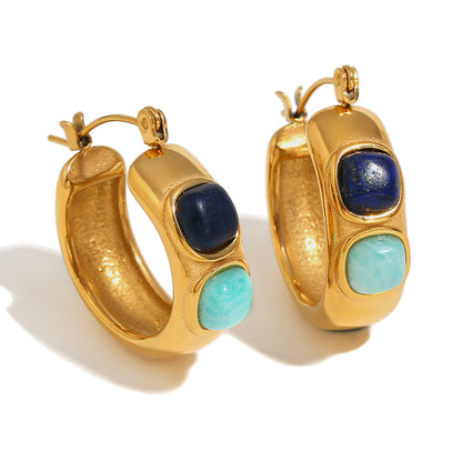 Tyrkis/Blå sten øreringe