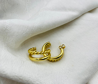 Dobbelt tube guld ørering